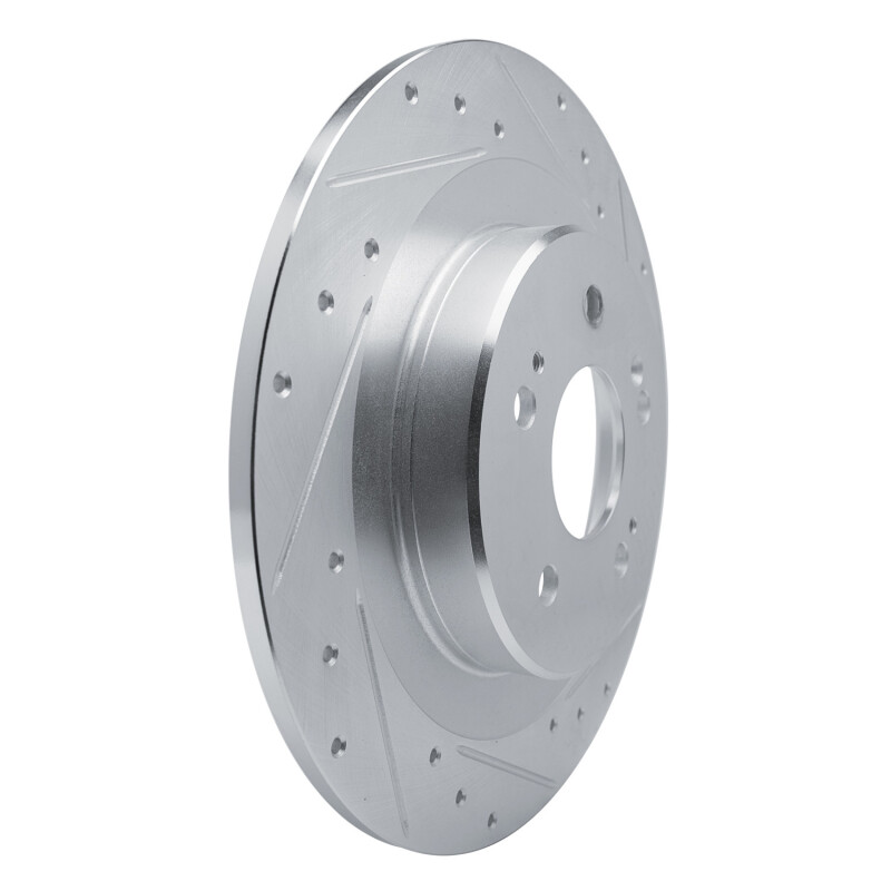 Acura TLX Brake Rotor (1) - Rear Right - R1 Concepts - Drilled & Slotted - Silver - `21-`25